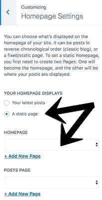 Static Page In WordPress Static Page Settings